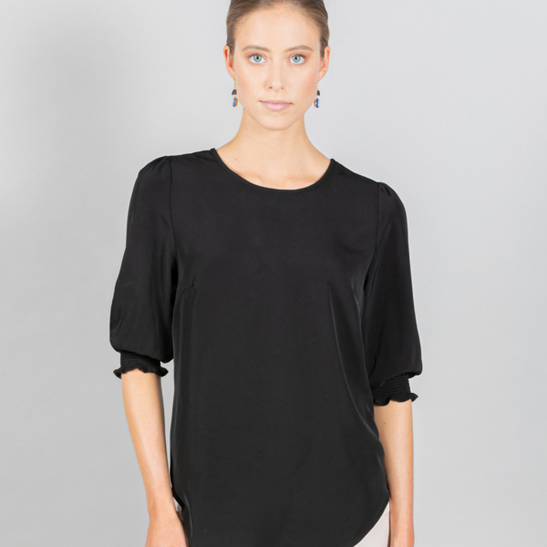 Ladies 3/4 Sleeve Shirred Cuff Shirt Thumbnail