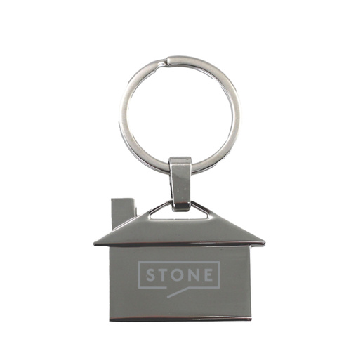 Stone  - House Shaped Metal Keyring Thumbnail