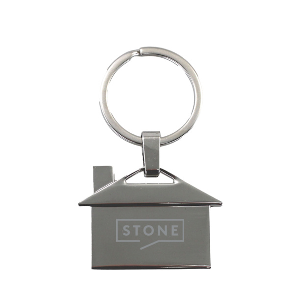 Stone  - House Shaped Metal Keyring Thumbnail