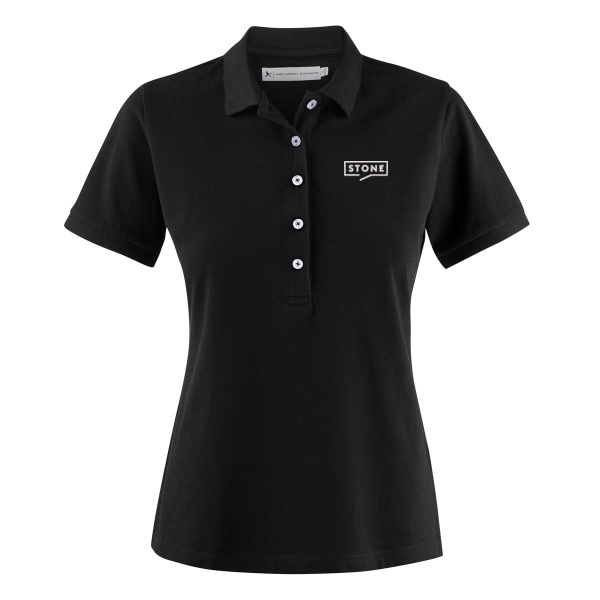 Stone Women's Black Premium Cotton Polo Thumbnail