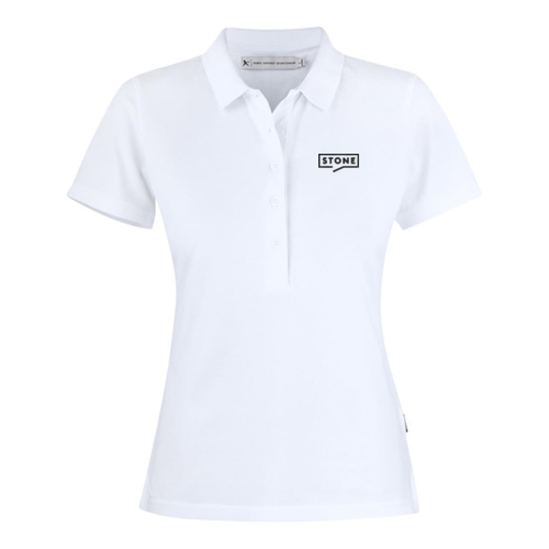 Stone - Women's White Premium Cotton Polo Thumbnail