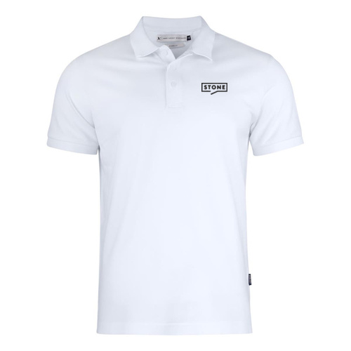Stone - Men's White Premium Cotton Polo Thumbnail