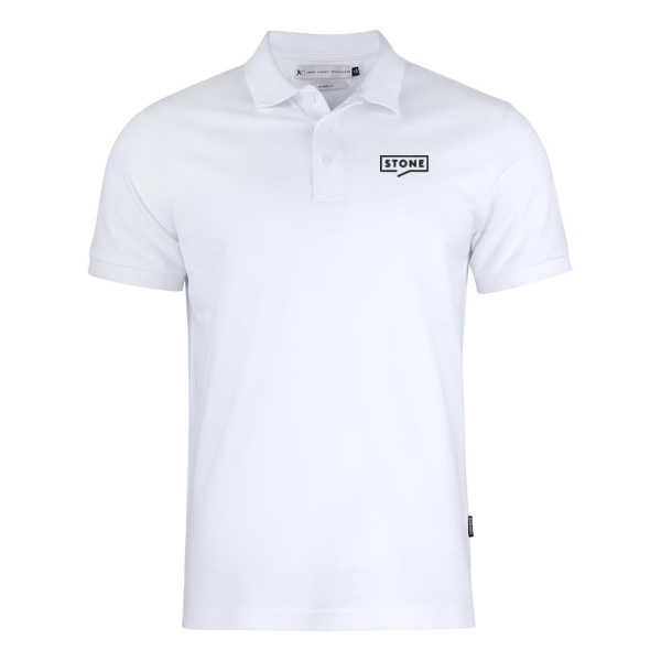 Stone - Men's White Premium Cotton Polo Thumbnail