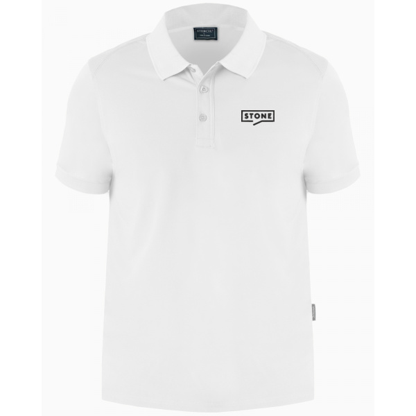  Stone Men's White Performance Eco Polo Thumbnail