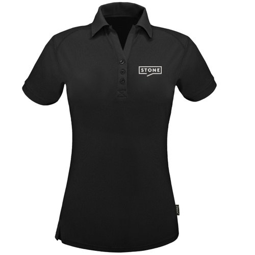 Stone Women's Black Performance Eco Polo Thumbnail