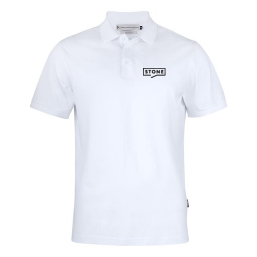 Stone -  Men's White Premium Cotton Polo Thumbnail